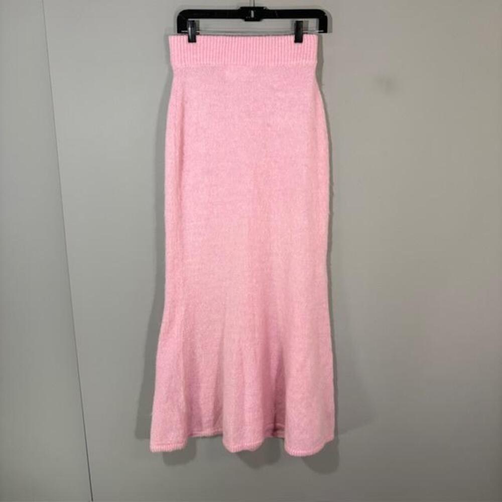 ALIGNE Skirt Womens 6 Pink Mohair Wool Knit Maxi High Waist Pull On Stretch